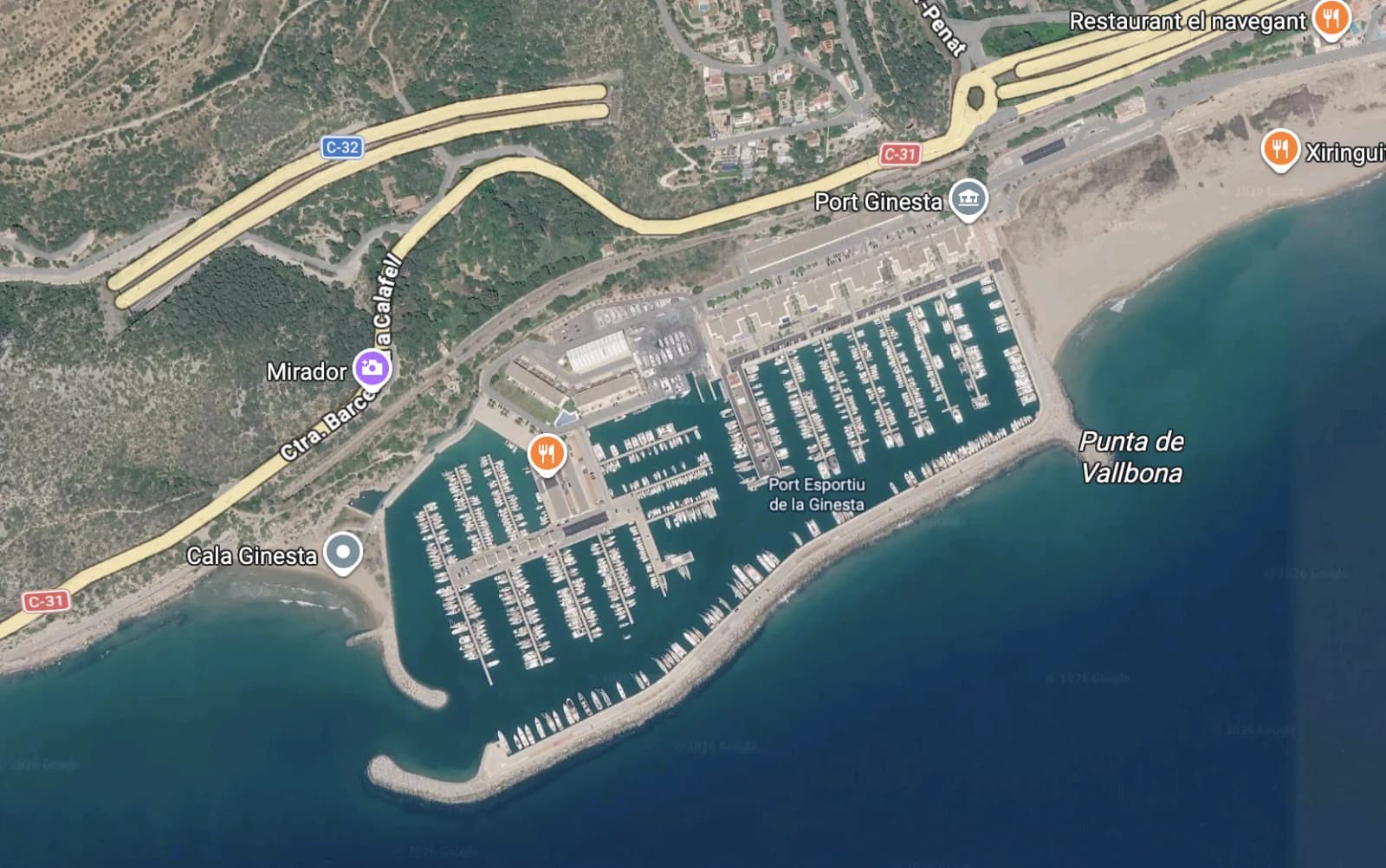 Satellite map of Port Ginesta marina, Barcelona